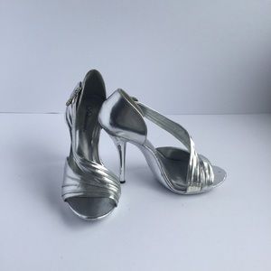 Delicious Silver Metallic Open Toe stiletto Heels